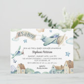 Es ist eine Niedliche Junge Aquarell Airplanes Bab Einladung (Stehend Vorderseite)