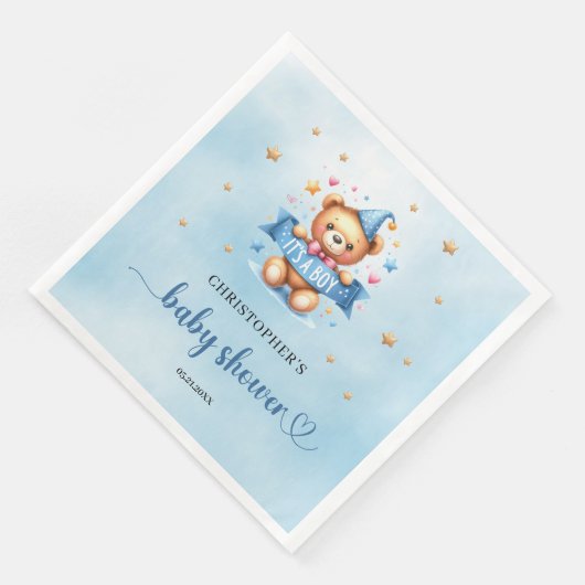 Es ist eine niedliche Kinderbärendusche Serviette (Ecke)