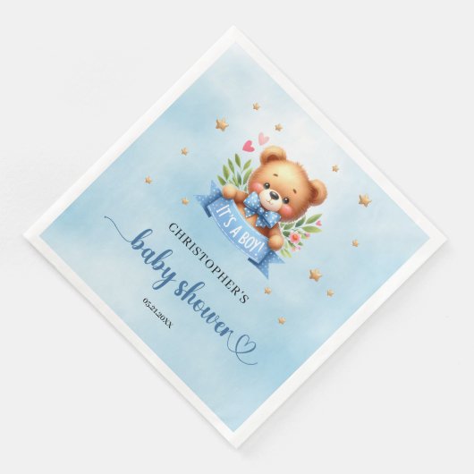 Es ist eine niedliche Kinderbärendusche Serviette (Ecke)