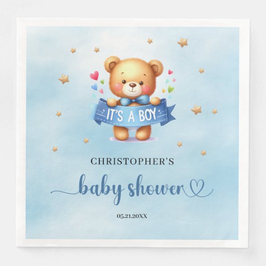 Es ist eine niedliche Kinderbärendusche Serviette (Vorderseite)