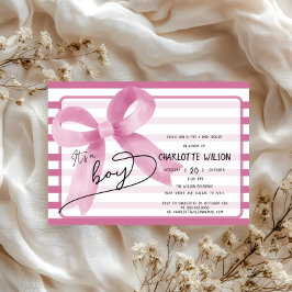 Es ist eine Niedliche Pink Bow Stripes Babydusche Einladung