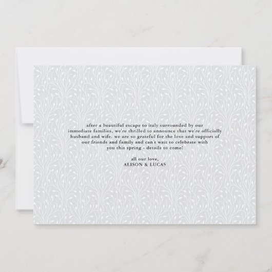 Es ist eine Offizielle Ankündigung zum Hochzeitsfe (Rückseite)