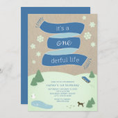 Es ist eine "One derful Life Winter Scene" 1. Gebu Einladung (Vorne/Hinten)