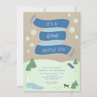 Es ist eine "One derful Life Winter Scene" 1. Gebu Einladung