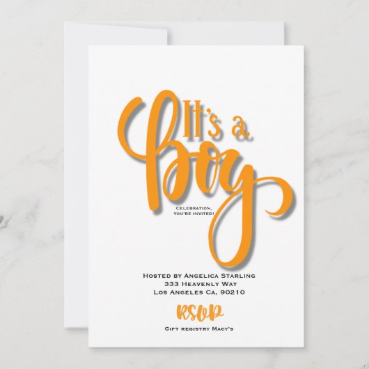 Es ist eine orangefarbene Announcement Card Ankündigung (Vorderseite)