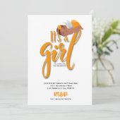 Es ist eine orangefarbene Announcement Card Ankündigung (Stehend Vorderseite)