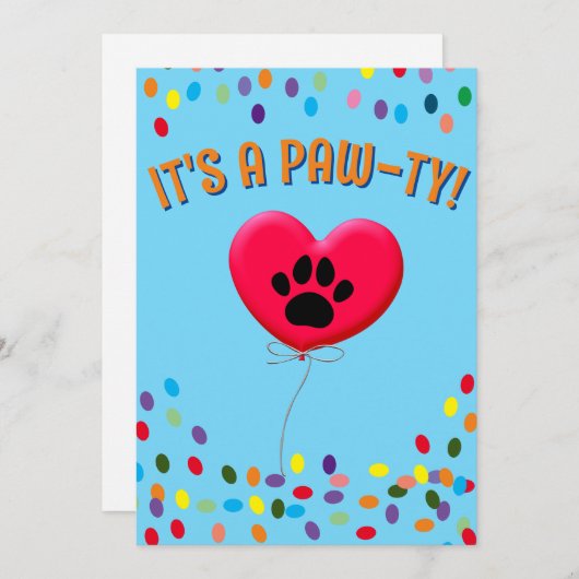 Es ist eine Paw-Ty-Party Einladung (Vorne/Hinten)