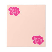 Es ist eine pinkfarbene Babydusche Notizblock (Vorderseite)