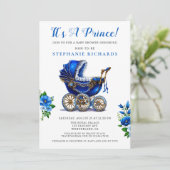Es ist eine Prince Blue Roller Baby Dusche Einladu Einladung (Stehend Vorderseite)