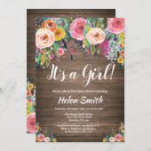 Es ist eine rustikale Blütendusche für Mädchen Einladung (Vorne/Hinten)