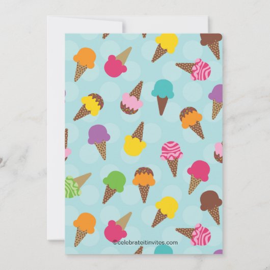Es ist eine Sommer-Eiscreme-Party Einladung (Rückseite)