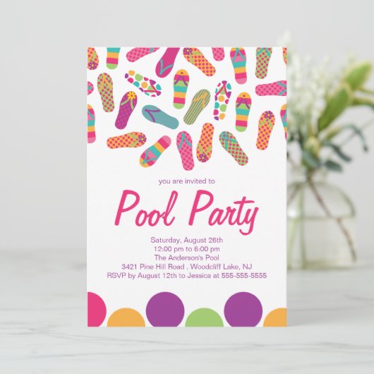 Es ist eine Sommer-Umdreh Flop Pool-Party Einladun Einladung (Stehend Vorderseite)