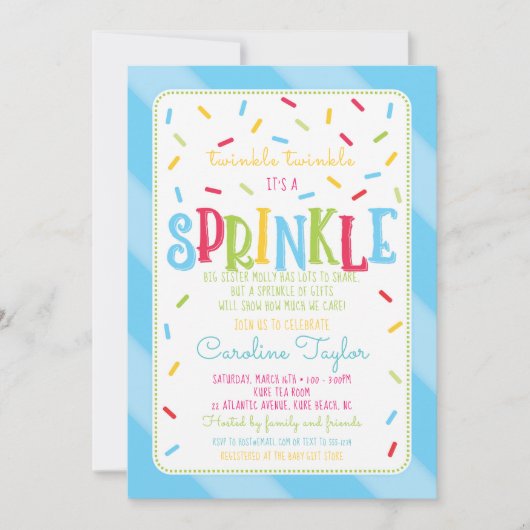 Es ist eine Sprinkle Baby Shower Einladungskarte b Einladung (Vorderseite)