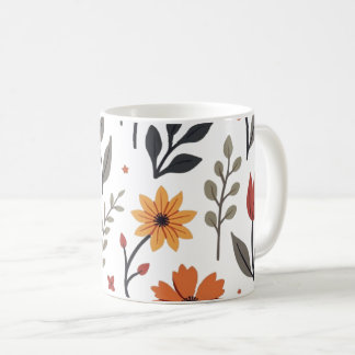 Es ist eine Tasse mit Blume und Blätter.