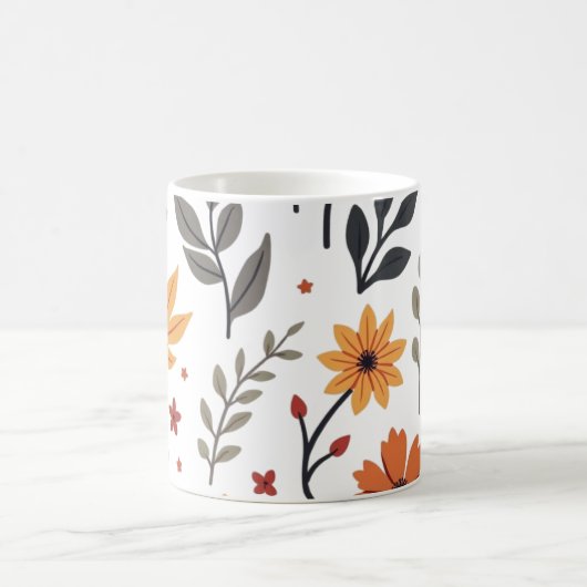 Es ist eine Tasse mit Blume und Blätter. (Mittel)