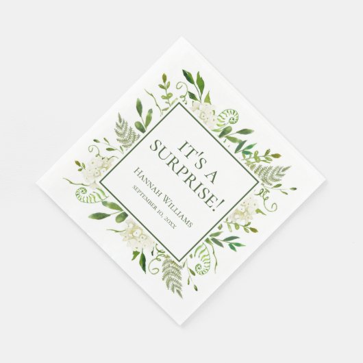 Es ist eine überraschende weiße Hydrangeas-Babydus Serviette (Ecke)