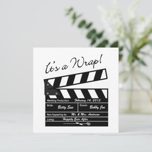 Es ist eine Verpackung - Film-Hochzeits-Foto Dankeskarte (Stehend Vorderseite)