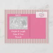 Es ist eine Vorlage für die Geburtsankündigung ein (Rückseite)