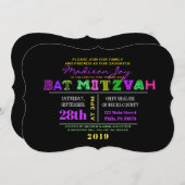 ES IST ELEKTRISCH! NEON GLOW Bar Mitzvah Einladung (Vorne/Hinten)