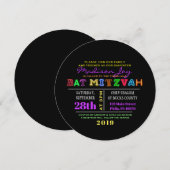 ES IST ELEKTRISCH! NEON GLOW Bar Mitzvah Einladung (Vorne/Hinten)