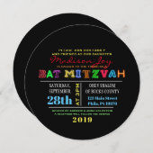 ES IST ELEKTRISCH! NEON GLOW Bar Mitzvah Einladung (Vorne/Hinten)