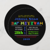 ES IST ELEKTRISCH! NEON GLOW Bar Mitzvah Einladung (Vorne/Hinten)