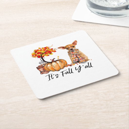 Es ist Fall Y’all Chihuahua Hund Halloween Rechteckiger Pappuntersetzer (angewinkelt)
