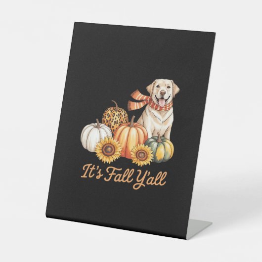 Es ist Fall Y’all Dog Leopard Pumpkin Fall Creativ Sockelschild (Vorderseite)