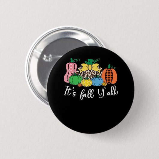 Es ist Fall Y’all Leopard Pattern Pumpkin Button (Vorne & Hinten)