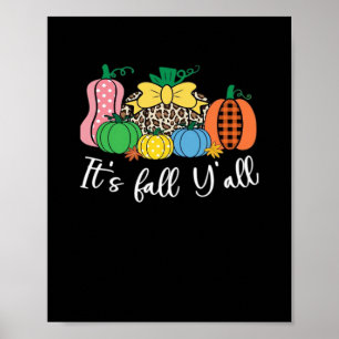 Es ist Fall Y’all Leopard Pattern Pumpkin Poster