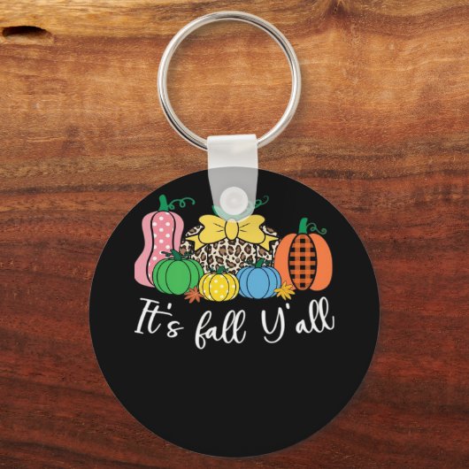 Es ist Fall Y’all Leopard Pattern Pumpkin Schlüsselanhänger (Vorderseite)