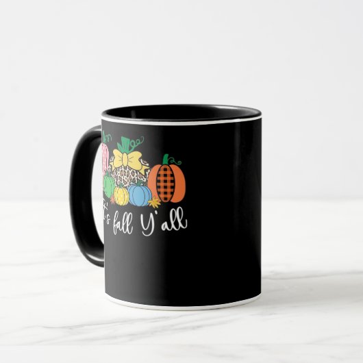 Es ist Fall Y’all Leopard Pattern Pumpkin Tasse (Vorderseite Links)