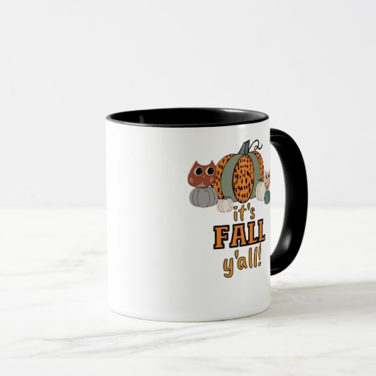 Es ist Fall Y’all, Leopard Pumpkins und Öfen Tasse (VorderseiteRechts)