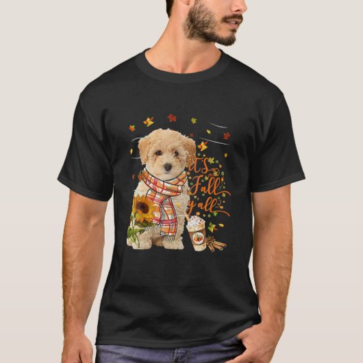 Es ist Fall Y All Poochon Erntedank Halloween T-Shirt (Vorderseite)