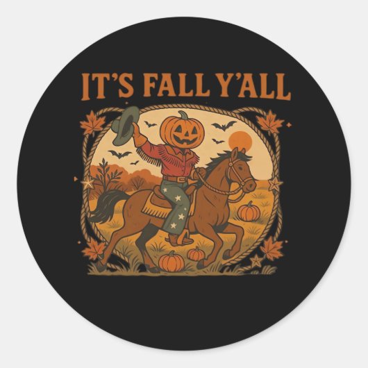 Es ist Fall Y’all Pumpkin Minimal Clean Runder Aufkleber (Vorderseite)