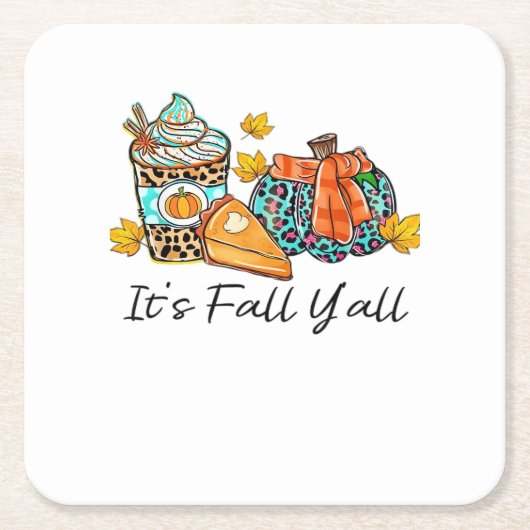 Es ist Fall Y’all Pumpkin Spice Leopard Pumpkin Pi Rechteckiger Pappuntersetzer (Vorderseite)