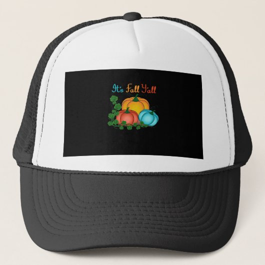 Es ist Fall Y’all Pumpkins Retro Graphic Truckerkappe (Vorderseite)
