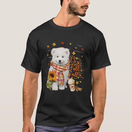 Es ist Fall Y All Samoyed Dog Erntedank Halloween T-Shirt (Vorderseite)