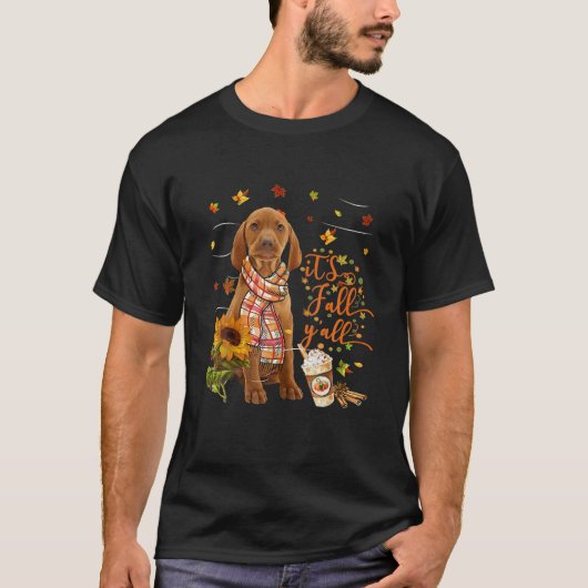 Es ist Fall Y All Vizsla Erntedank Halloween T-Shirt (Vorderseite)