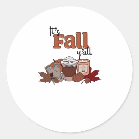 Es ist Fall Y'all ästhetische einfach Runder Aufkleber (Vorderseite)