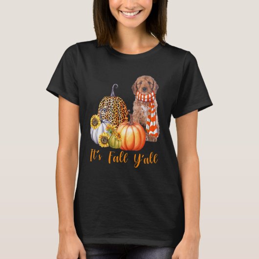 Es ist Fall Y'all Cockapoo Dog Leopard Pumpkin Fal T-Shirt (Vorderseite)