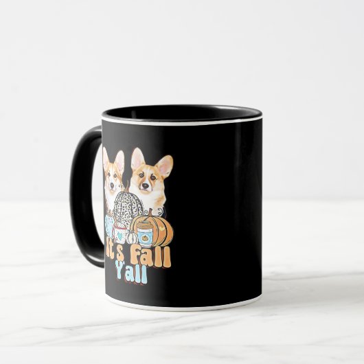 Es ist Fall Y'all Corgis Einzigartige Ästhetik Tasse (Vorderseite Links)