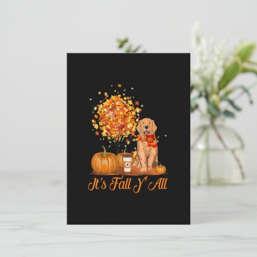 Es ist Fall Y'All Golden Retrievers Hund Halloween Einladung (Stehend Vorderseite)