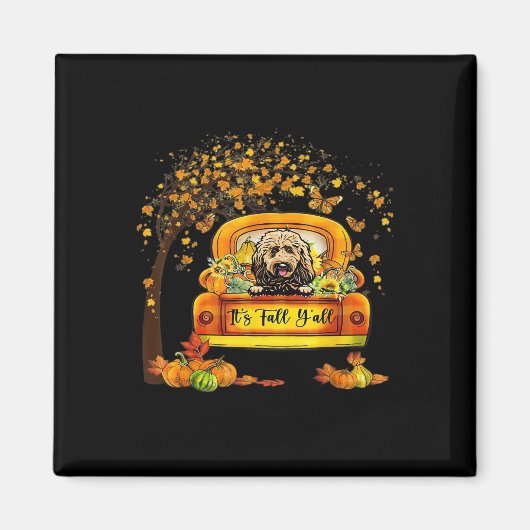 Es ist Fall Y'all Goldendoodle Erntedank Pumpkin Magnet (Vorne)