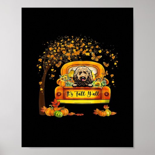 Es ist Fall Y'all Goldendoodle Erntedank Pumpkin Poster (Vorne)