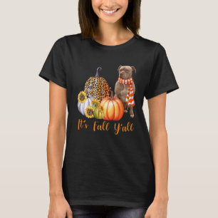 Es ist Fall Y'all Pitbull Dog Leopard Pumpkin Fall T-Shirt