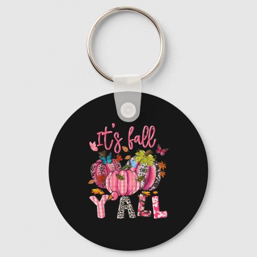 Es ist Fall Y'all Pumpkins Nk Ribbon Brustkrebs A Schlüsselanhänger (Vorderseite)