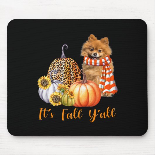 Es ist Fall Y'all Spitz Dog Leopard Pumpkin Fal Mousepad (Vorne)
