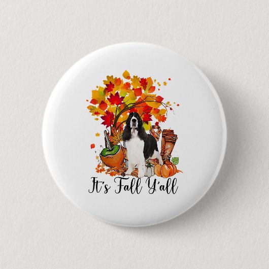 Es ist Fall Y'all Springer Spaniel Hund Halloween Button (Vorderseite)