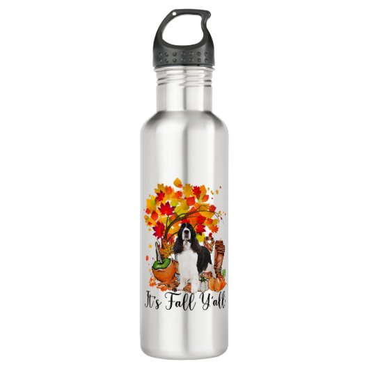Es ist Fall Y'all Springer Spaniel Hund Halloween Edelstahlflasche (Vorderseite)